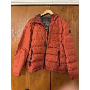 Michael Kors Red-Orange Premium Down Jacket Hooded Puffer M
